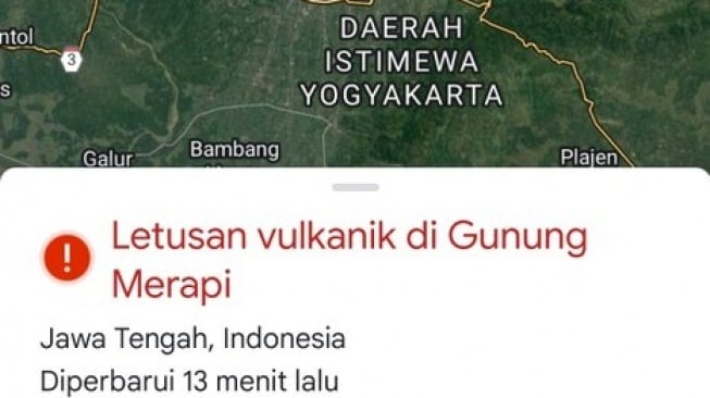 Muncul Notifikasi Letusan Vulkanik Gunung Merapi di dalam area Google Maps, Netizen Geger!