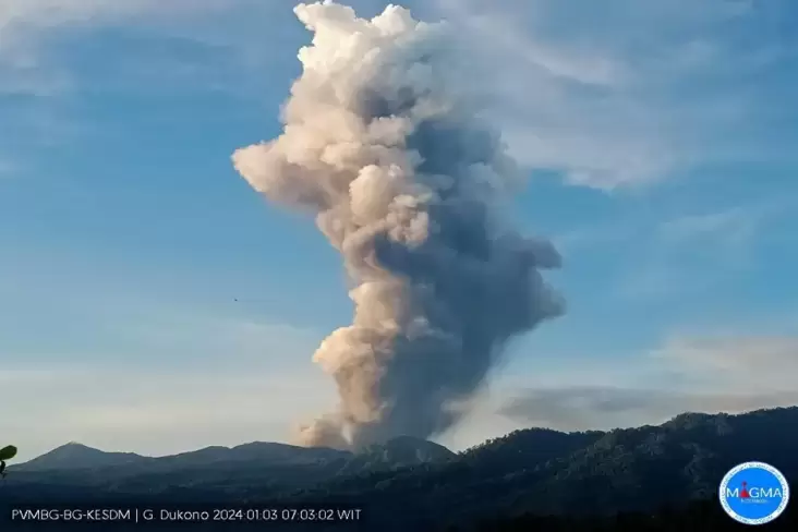 Gunung Dukono Erupsi Dini Hari Ini, Letusan 4.000 Satuan Pengukuran pada area Atas Puncak