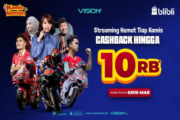 Kamis Seru, Nonton Gak Pake Mahal! Langganan Vision+ pada Blibli Dapatkan Cashback hingga Rp10 Ribu