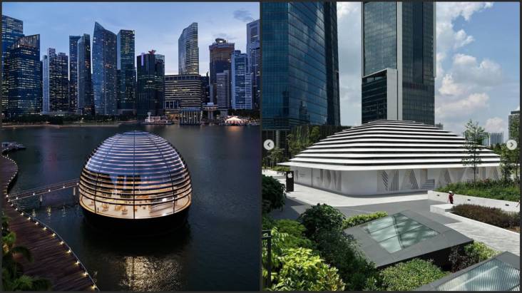 Desain Apple Store Negara Negara Malaysia Mirip Tudung Saji, di Singapura Mengapung pada Atas Air