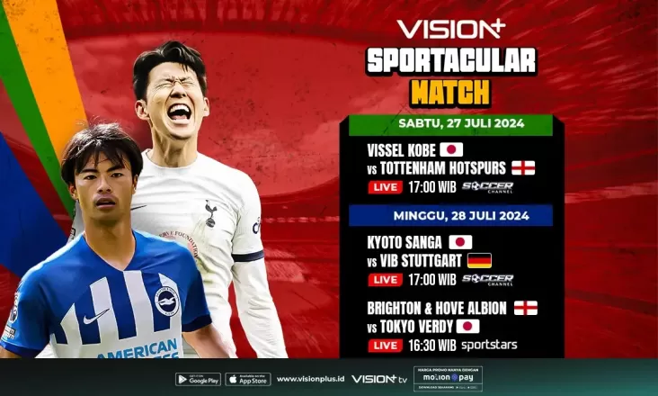 Duel Seru Vissel Kobe vs Tottenham Hotspurs, Link Streaming di dalam di Vision+